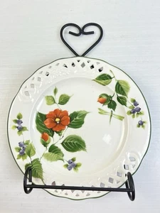Bunelli Floral Plate And Heart Wall Hanger 10" Plate Home Decor Cottagecore - Picture 1 of 5
