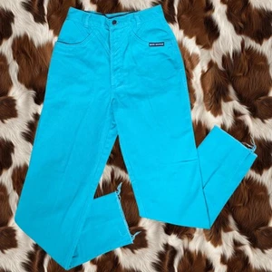 Vintage 80er 90er türkisblau High Rise Bareback Western Rockies mit Cut Out, Gr. 29/9 - Bild 1 von 7