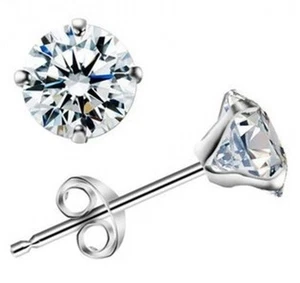 1 x Single 925 Sterling Silver ClearCubic Zirconia Stud Earring 3mm-7mm - Picture 1 of 1