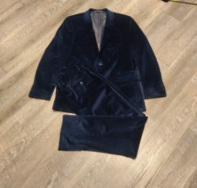 Tommy Hilfiger Traje 2 Piezas 42R Poliéster Azul Marino Pata de Gallo Pantalones 36w x 32L Foto 1 de 4