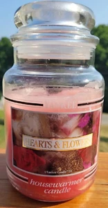Yankee Candle Hearts & Flowers Black Band White Label 22 Oz Jar Retired RARE - Picture 1 of 14