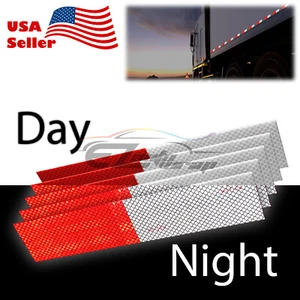 DOT-C2 Conspicuity Reflective Tape Red White 1 Foot Safety Warning Trailer RV - Picture 1 of 13