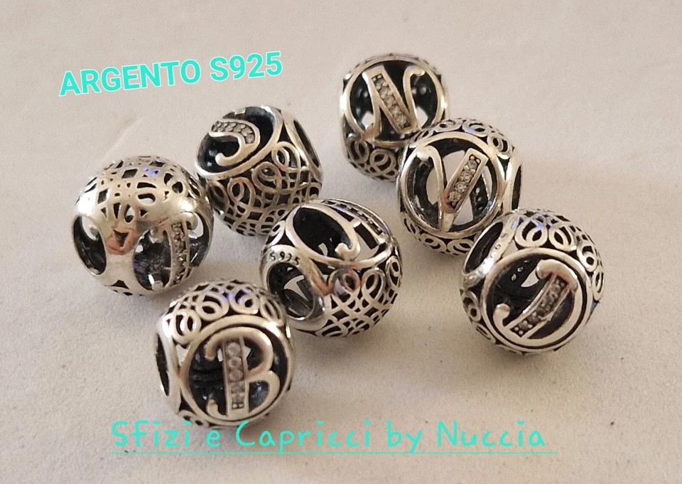 Charm INIZIALE ciondolo ARGENTO S925 per bracciale  o collana unisex - Immagine 1 di 1