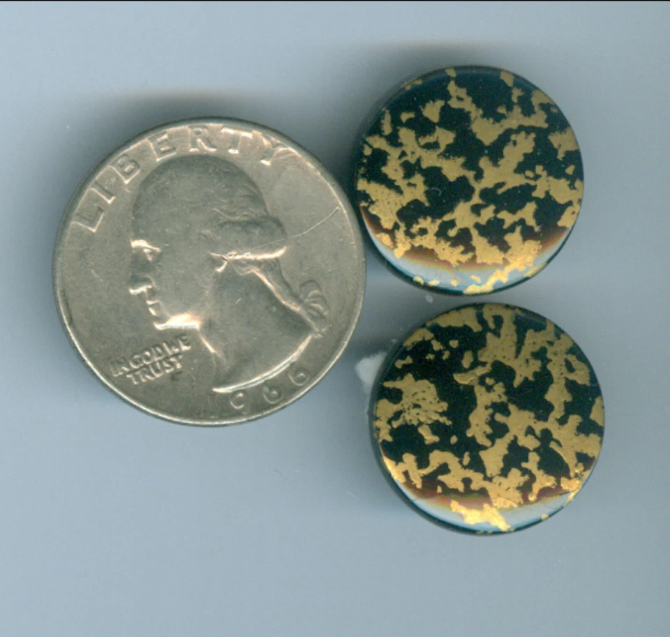 Par de cabinas combinadas de ónix negro y dorado de 18 mm redondas de ónix negro y cabinas doradas combinadas Foto 1 de 1