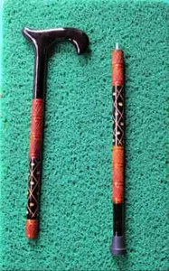 Walking Stick Wooden Cane With Beautiful Hand Carved Design, 36 inch, Brown - Picture 1 of 4