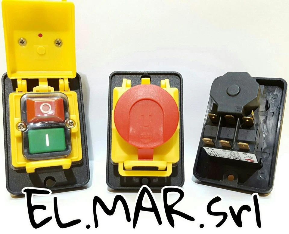 Interruttore KEDU KJD18 Tripolare + Fungo EMERGENZA + contatto AUX 7,5 A 400