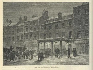 Stampa Antica 1880 LONDON OLD HYMARKET THEATRE Londra Old Print Engraving - Picture 1 of 1