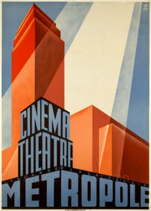 Cine Teatro Lausana Estilo Bauhaus Vintage Publicidad Estampado en Lona 14x20 - Imagen 1 de 3