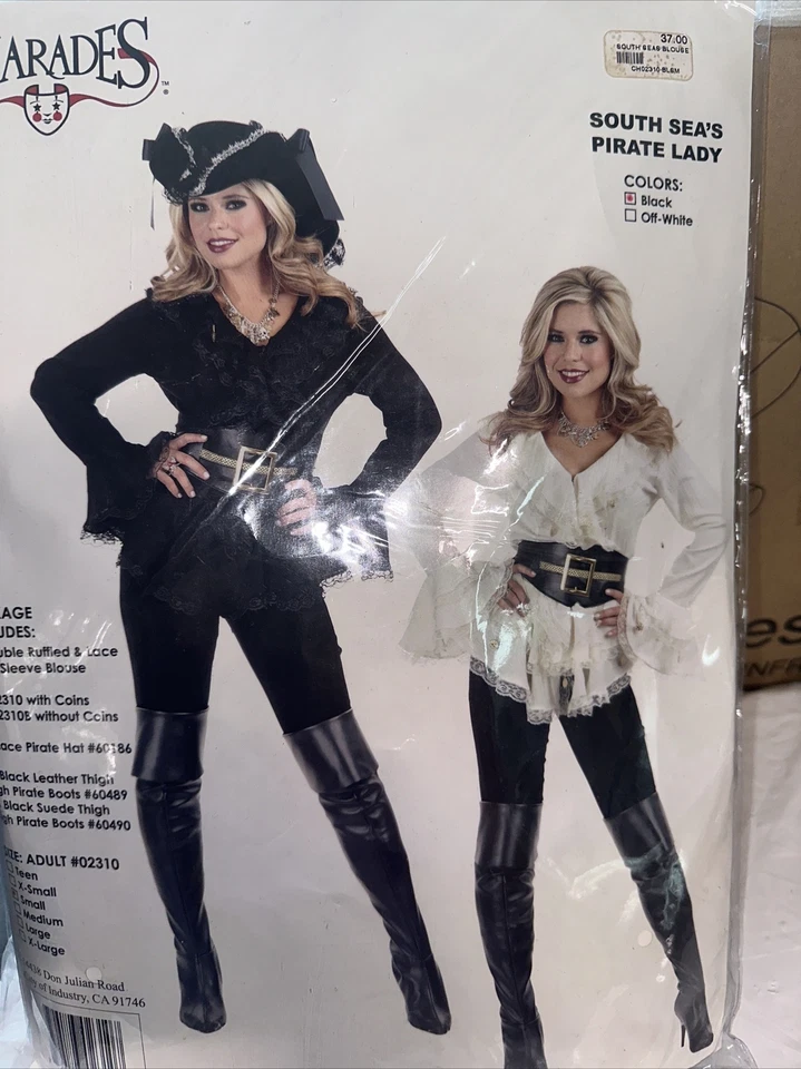 Blusa negra dama pirata del mar del sur talla única disfraz Smaii para mujer Foto 1 de 1