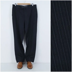 Mens Trousers 36 Waist 31 Leg GEORGE Dress Suit Striped Black Pants Slacks - Picture 1 of 14