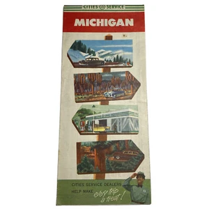 Vintage Michigan Road Map Cities Service - Picture 1 of 4