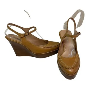 Cole Haan Brenna Brown Wedge Mary Jane Sling Back Shoes Size 7.5 AA (Narrow) - Picture 1 of 15