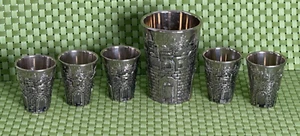 Karshi Jerusalem Motif Kiddush Fountain Cup & 6 Small Cups - Picture 1 of 4