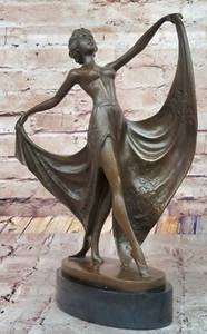 Cesaro Bronze tanzendes Mädchen Skulptur elegante Art Deco Figur Sammlerstück Sale - Bild 1 von 10