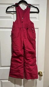 LANDS END GIRLS BIB SKI SNOW OVERALL PANTS SUSPENDERS FUSHIA SIZE 6 EEUC - Picture 1 of 6