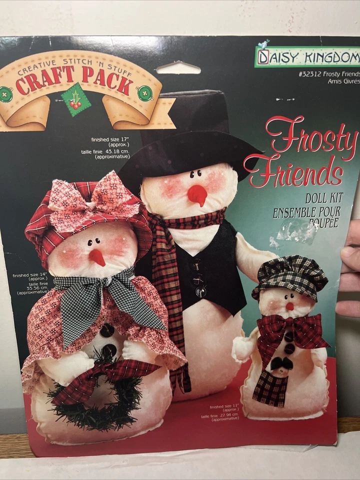 Vintage 1995 Daisy Kingdom Frosty Friends Snowman Doll Kit 32312 Stitch Stuff - Image 1 of 1