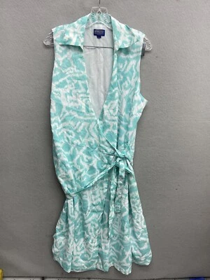 Vestido Pendleton Imitación Envolvente Sin Mangas Azul Blanco Manga Larga 100% Algodón Talla 16 Foto 1 de 4