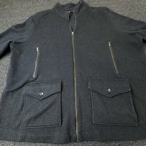 Perry Ellis Jacket Wool Blend Gray Full Zip Dual Pockets Mens 3XLT Cuffs - Picture 1 of 11