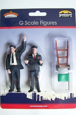 Scenecraft # 190 G 1:22.5 STATION STAFF with Handcart and Flag : Two Figures - Image 1 of 2