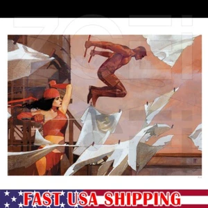 NIB Sideshow Daredevil & Elektra Framed Canvas Fine Art Marvel 18" x 24" - Picture 1 of 4