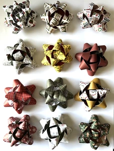 NEW! HANDMADE Paper Christmas Gift Bows - Set of 12 - 4.5" wide x 4.5" long - Picture 1 of 7