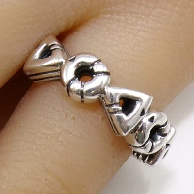 Anel circular triangular geométrico prata esterlina John Atencio tamanho 7 LLK3 - Imagem 1 de 4