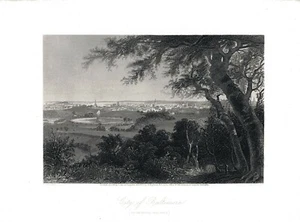 City of Baltimore, Maryland; 1874 Picturesque America steel engraving - Picture 1 of 1