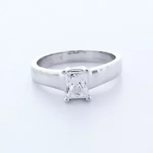1.5 CT NATURAL DIAMOND D/VS1 PRINCESS CUT 14K WHITE GOLD CLASSIC SOLITAIRE RING - Picture 1 of 17