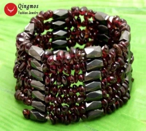 6mm Baroque Natural Garnet Bracelet for Women Black Hematite Bracelet Long 30'' - Picture 1 of 5