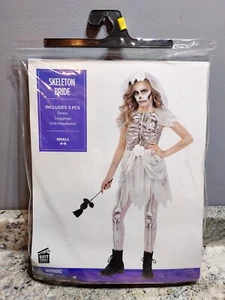 Halloween Costume Skeleton Bride 3 Pieces - Girls Small 4-6 FREE SHIPPING - Picture 1 of 3