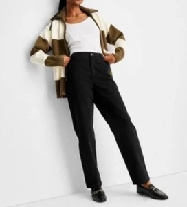 Women’s Future Collective Yoke Seamed Straight Leg Jeans Black 00 NWT - Picture 1 of 8
