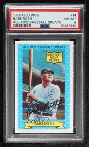 1972 Kellogg's 3-D All-Time Baseball Greats Babe Ruth #14 PSA 8 HOF