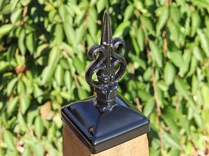Wrought Iron Harp 4x4 post cap, wood fence post topper, mailbox post end cap - Picture 1 of 6