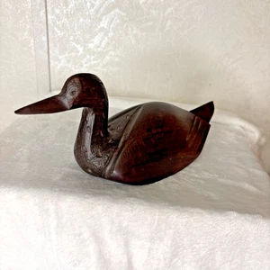 Vintage handgeschnitzte massive Nussbaum Holz Ente Köder Deko Deko Deko Skulptur - Bild 1 von 15