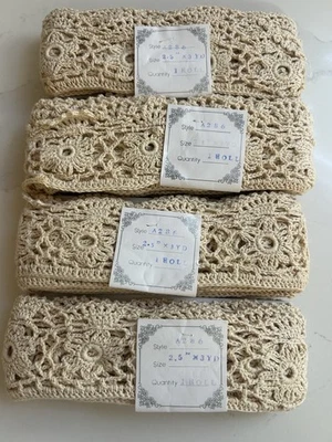 DE COLECCIÓN GANCHILLO BORDE ALGODÓN ENCAJE AÑOS 90 4 ROLLOS RN #59757 NUEVO STOCK ANTIGUO Foto 1 de 4