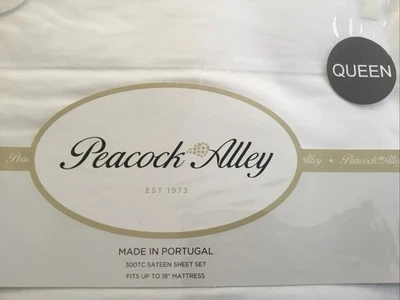 Sábanas Queen Peacock Alley 300TC 100% Algodón Satén - Blancas - Hechas en Portugal Foto 1 de 4