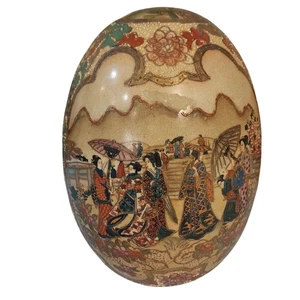 Satsuma großes ovales Porzellan Display Gold Ei Moriage Perlenstickerei - Bild 1 von 8