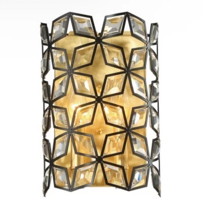 Aplique de pared Brookcrest dos luces arena carbón con hoja de oro Metropolitan N7842-711 Foto 1 de 2