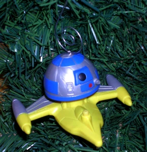 STAR WARS R2-D2 IN NABOO FIGHTER CUSTOM CHRISTMAS ORNAMENT #1 WITH SOUND! RARE! - Picture 1 of 8