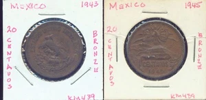 MEXICO 20 CENTAVO LOT OF 3 - 1943, 1945, 1952 (2G671) - Picture 1 of 4