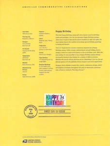#0204 34c sello de feliz cumpleaños #3558 página de recuerdo - Imagen 1 de 1