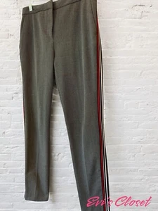 Zara Basic Womens Skinny Tuxedo Pants Grey Black Dots Stripe Size M - Picture 1 of 12