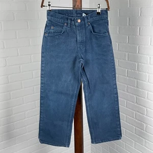 Levis 560 Jeans Boys 27W x 23L Blue Husky Straight Leg Orange Tab Bat Wing VTG - Picture 1 of 12