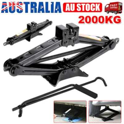 2 Ton Scissor Jack Car Van Wind Up Tyre Lift Chrome Crank Handle Emergency Tool - image 1 of 4