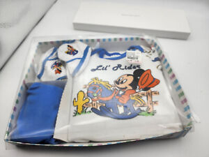 NIB Vtg 80s Disney Babies Mickey Lil Rider/Winner Newborn Set Shoes Shirt Shorts