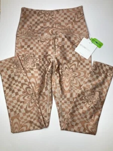 NWT Beyond Yoga Pants Sz SMALL Trippy Checkered Tan/Brown Endurance Light ECO - Picture 1 of 12