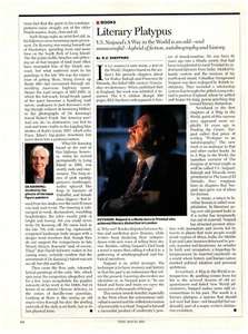 V.S. Naipaul Book Review A Way In The World Lit Platypus magazine CLIPPING Photo - Picture 1 of 1