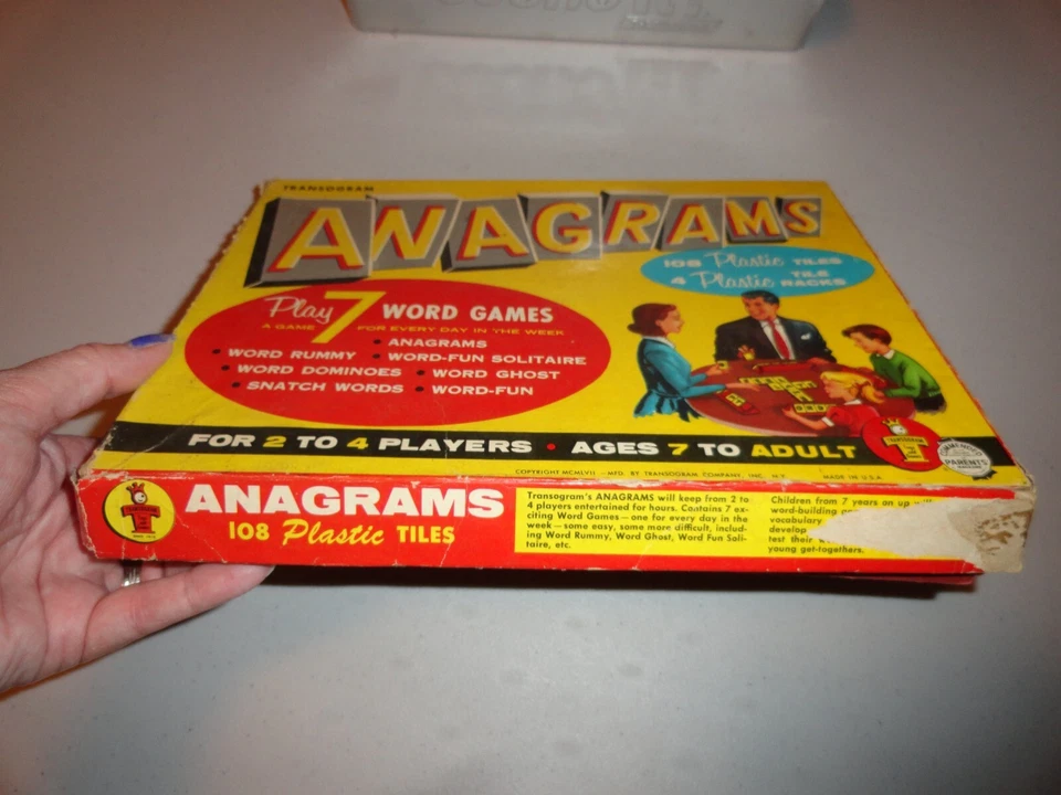 Vintage 1957 Transogram Anagrams Incomplete 82 tiles 2 racks - Image 1 of 4