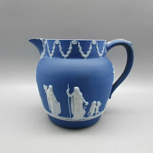 Wedgwood Jasperware Dark Blue "Etruria" Pitcher / Jug - Imagen 1 de 9