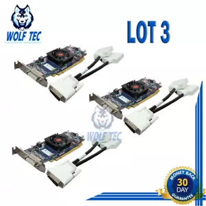 Lot 3 AMD Radeon HD 6350 512MB Low Profile DMS-59 Video Card w/Dual DVI Cable - Picture 1 of 3
